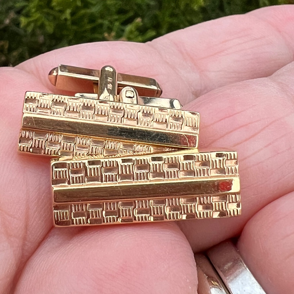 Vintage Designer Francois Borgel 18k Yellow Gold Cufflinks Unique One Of A Kind